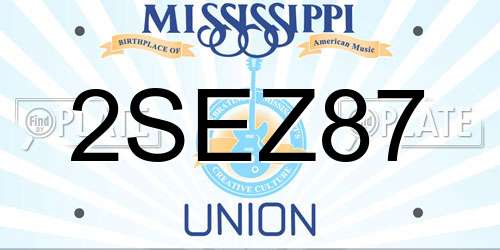 2SEZ87 Mississippi License Plate