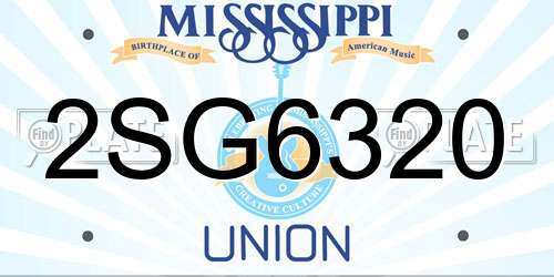 2SG6320 Mississippi License Plate