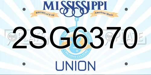 2SG6370 Mississippi License Plate