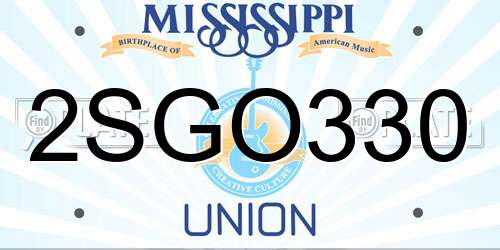 2SGO330 Mississippi License Plate