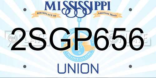 2SGP656 Mississippi License Plate