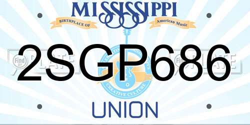 2SGP686 Mississippi License Plate