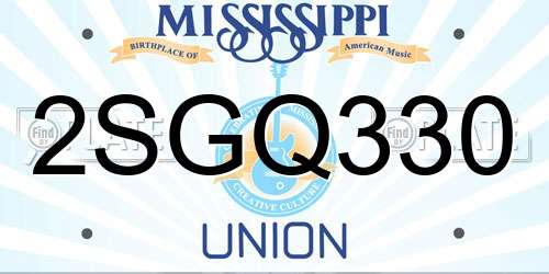 2SGQ330 Mississippi License Plate