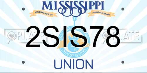 2SIS78 Mississippi License Plate