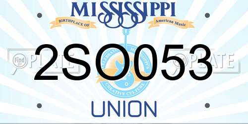 2SO053 Mississippi License Plate