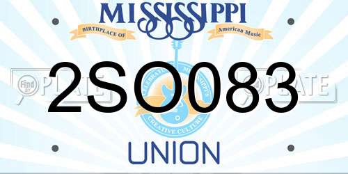 2SO083 Mississippi License Plate
