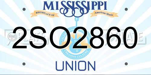 2SO2860 Mississippi License Plate