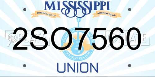 2SO7560 Mississippi License Plate