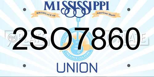 2SO7860 Mississippi License Plate