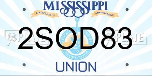 2SOD83 Mississippi License Plate