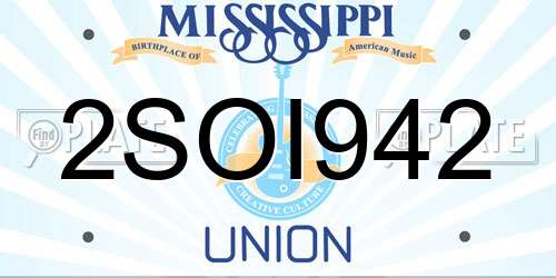 2SOI942 Mississippi License Plate