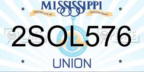 2SOL576 Mississippi License Plate