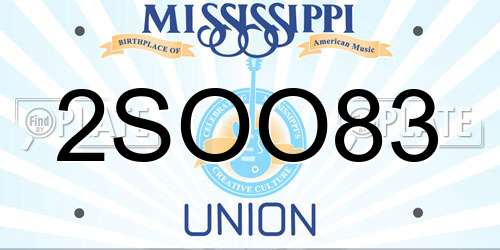 2SOO83 Mississippi License Plate