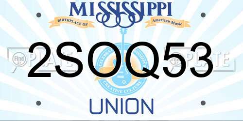 2SOQ53 Mississippi License Plate