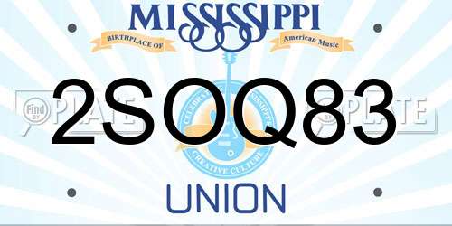 2SOQ83 Mississippi License Plate
