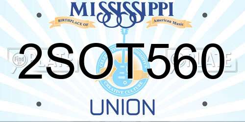 2SOT560 Mississippi License Plate