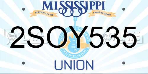 2SOY535 Mississippi License Plate