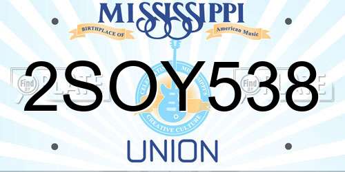 2SOY538 Mississippi License Plate