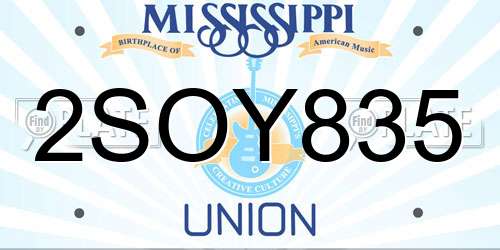 2SOY835 Mississippi License Plate