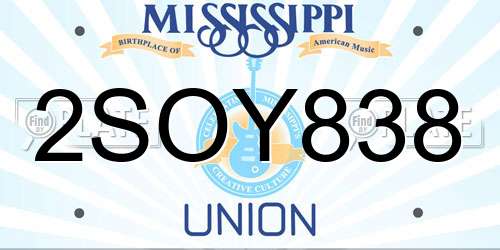 2SOY838 Mississippi License Plate