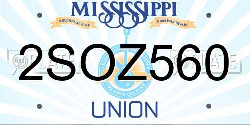 2SOZ560 Mississippi License Plate