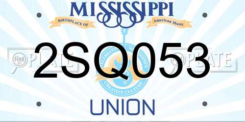 2SQ053 Mississippi License Plate