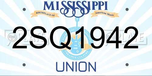 2SQ1942 Mississippi License Plate