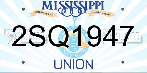 2SQ1947 Mississippi License Plate
