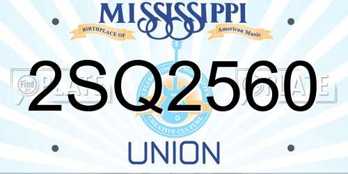 2SQ2560 Mississippi License Plate