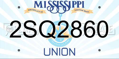 2SQ2860 Mississippi License Plate