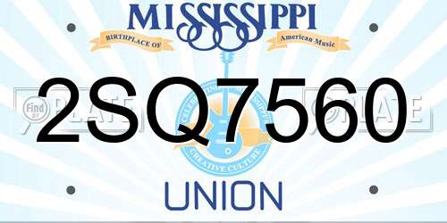 2SQ7560 Mississippi License Plate