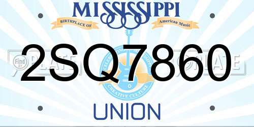 2SQ7860 Mississippi License Plate
