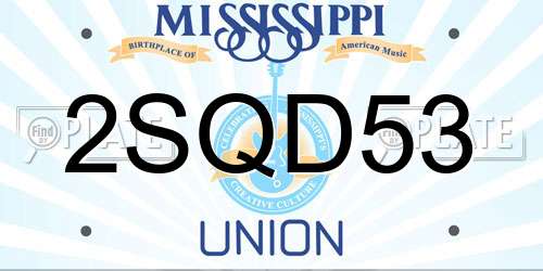 2SQD53 Mississippi License Plate