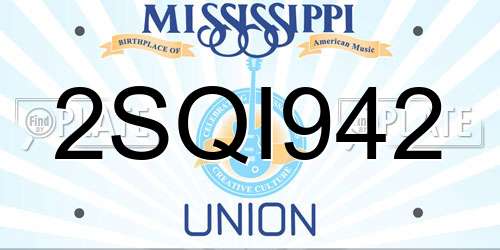 2SQI942 Mississippi License Plate