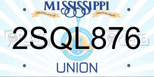 2SQL876 Mississippi License Plate