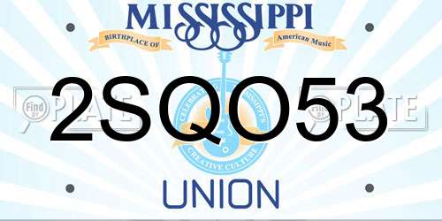 2SQO53 Mississippi License Plate