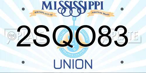 2SQO83 Mississippi License Plate