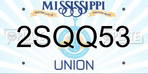2SQQ53 Mississippi License Plate