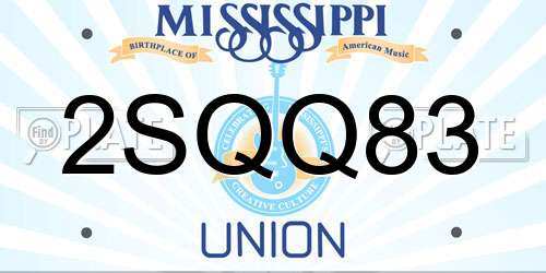 2SQQ83 Mississippi License Plate