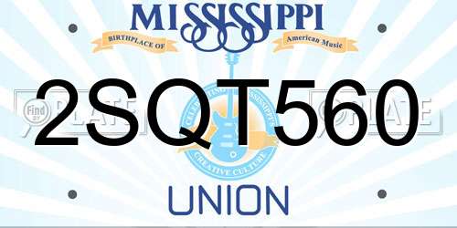 2SQT560 Mississippi License Plate