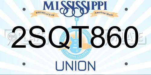 2SQT860 Mississippi License Plate