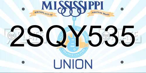 2SQY535 Mississippi License Plate