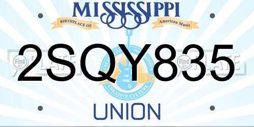 2SQY835 Mississippi License Plate