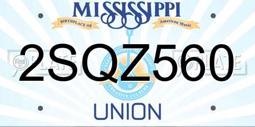 2SQZ560 Mississippi License Plate