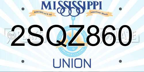 2SQZ860 Mississippi License Plate
