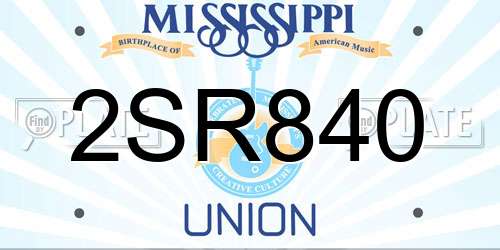 2SR840 Mississippi License Plate