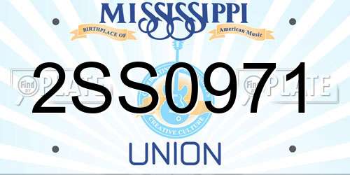 2SS0971 Mississippi License Plate