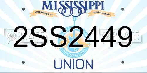 2SS2449 Mississippi License Plate
