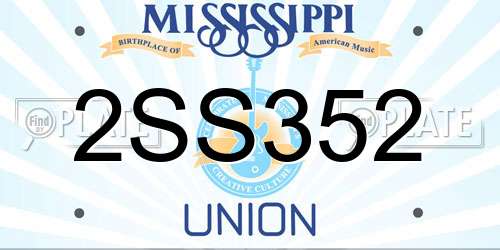 2SS352 Mississippi License Plate