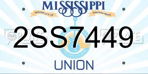 2SS7449 Mississippi License Plate